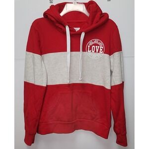 Reflex Red Gray Color Block LOVE Hoodie Sweatshirt XL Streetwear Y2K Athleisure